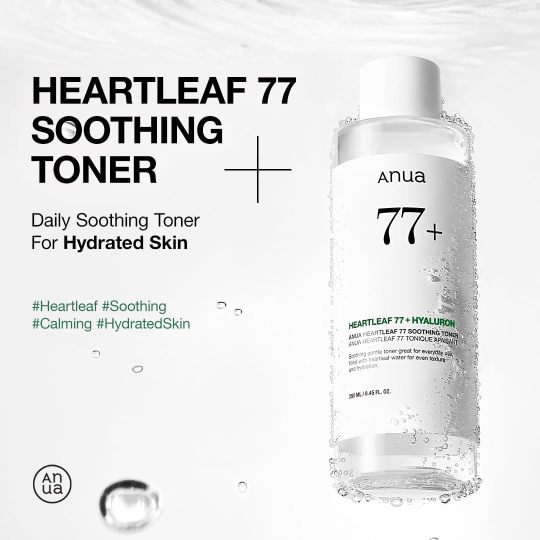 Heartleaf 77 Soothing Toner, Moisturizing & Calming Facial Toner for Glass Skin, Hyaluronic Acid, Lightweight Hydration for Sensitive Skin, Redness Relief, Korean Skincare, 8.45 Fl.Oz