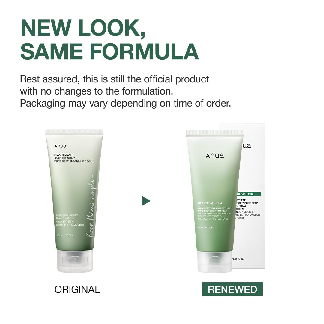 Heartleaf Quercetinol Pore Deep Cleansing Foam, Face Wash for Pore Refining Cleanser, Hydrating Daily Facial Cleanser for Double Cleansing, Gentle Foaming with BHA, Korean Skincare, 5.07 Fl.Oz.